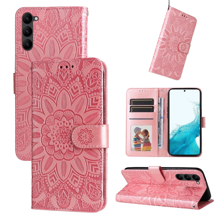 Embossed Sunflower Leather Phone Case, For Samsung Galaxy S23 5G, For Samsung Galaxy S23+ 5G, For Samsung Galaxy S23 Ultra 5G