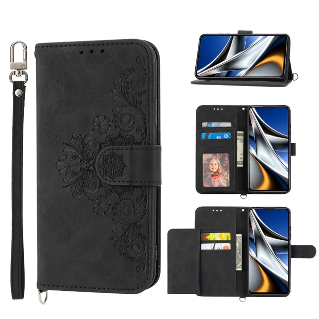 Skin-feel Flowers Embossed Wallet Leather Phone Case, For Xiaomi Poco X4 Pro 5G Global, For Xiaomi Redmi Note 10 4G/Note 10S 4G, For Xiaomi Redmi Note 10 Pro, For Xiaomi Redmi Note 11T Pro/Note 11T Pro+ 5G                                               ...