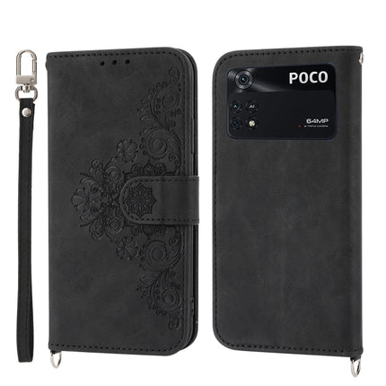 Skin-feel Flowers Embossed Wallet Leather Phone Case, For Xiaomi Poco X4 Pro 5G Global, For Xiaomi Redmi Note 10 4G/Note 10S 4G, For Xiaomi Redmi Note 10 Pro, For Xiaomi Redmi Note 11T Pro/Note 11T Pro+ 5G                                               ...