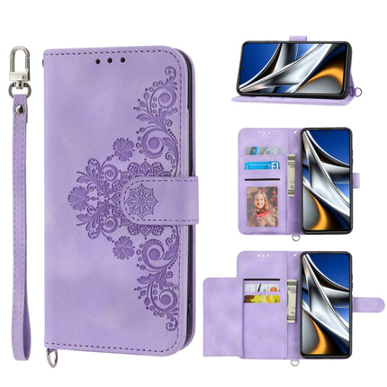 Skin-feel Flowers Embossed Wallet Leather Phone Case, For Xiaomi Poco X4 Pro 5G Global, For Xiaomi Redmi Note 10 4G/Note 10S 4G, For Xiaomi Redmi Note 10 Pro, For Xiaomi Redmi Note 11T Pro/Note 11T Pro+ 5G                                               ...