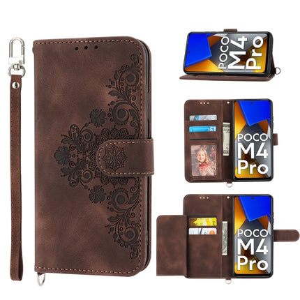 Skin-feel Flowers Embossed Wallet Leather Phone Case, For Xiaomi Poco X4 Pro 5G Global, For Xiaomi Redmi Note 10 4G/Note 10S 4G, For Xiaomi Redmi Note 10 Pro, For Xiaomi Redmi Note 11T Pro/Note 11T Pro+ 5G                                               ...
