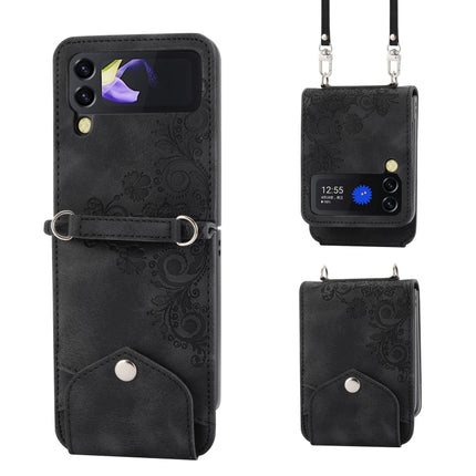 Skin-feel Flowers Embossed Wallet Leather Phone Case, For Samsung Galaxy Z Flip4, For Samsung Galaxy Z Flip3 5G, For Samsung Galaxy Z Fold3 5G, For Samsung Galaxy Z Fold4