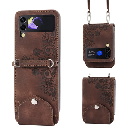 Skin-feel Flowers Embossed Wallet Leather Phone Case, For Samsung Galaxy Z Flip4, For Samsung Galaxy Z Flip3 5G, For Samsung Galaxy Z Fold3 5G, For Samsung Galaxy Z Fold4