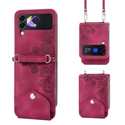 Skin-feel Flowers Embossed Wallet Leather Phone Case, For Samsung Galaxy Z Flip4, For Samsung Galaxy Z Flip3 5G, For Samsung Galaxy Z Fold3 5G, For Samsung Galaxy Z Fold4