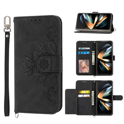 Skin-feel Flowers Embossed Wallet Leather Phone Case, For Samsung Galaxy Z Flip4, For Samsung Galaxy Z Flip3 5G, For Samsung Galaxy Z Fold3 5G, For Samsung Galaxy Z Fold4