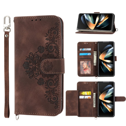 Skin-feel Flowers Embossed Wallet Leather Phone Case, For Samsung Galaxy Z Flip4, For Samsung Galaxy Z Flip3 5G, For Samsung Galaxy Z Fold3 5G, For Samsung Galaxy Z Fold4
