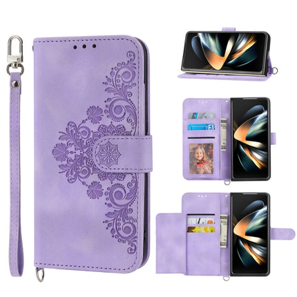 Skin-feel Flowers Embossed Wallet Leather Phone Case, For Samsung Galaxy Z Flip4, For Samsung Galaxy Z Flip3 5G, For Samsung Galaxy Z Fold3 5G, For Samsung Galaxy Z Fold4