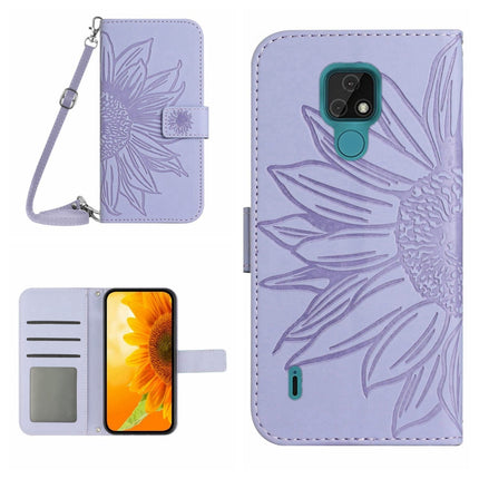 Skin Feel Sun Flower Pattern Flip Leather Phone Case with Lanyard, For Motorola Moto E7, For Motorola Moto E7 Plus/G9/G9 Play