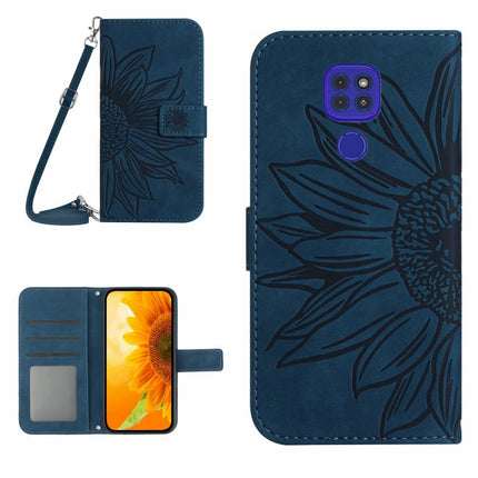 Skin Feel Sun Flower Pattern Flip Leather Phone Case with Lanyard, For Motorola Moto E7, For Motorola Moto E7 Plus/G9/G9 Play