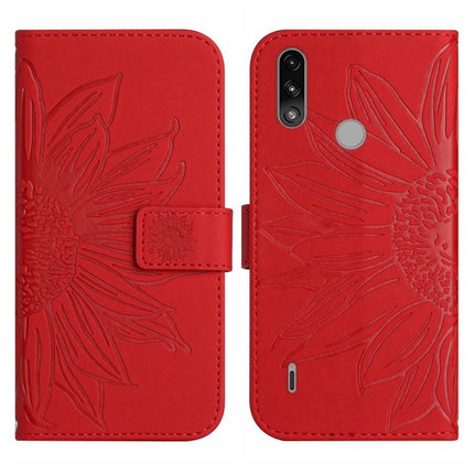 Skin Feel Sun Flower Pattern Flip Leather Phone Case with Lanyard, For Motorola Moto E7 Power/E7i Power, For Motorola Moto E20/E30/E40