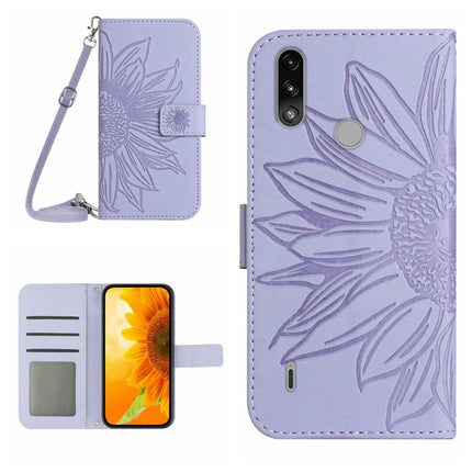 Skin Feel Sun Flower Pattern Flip Leather Phone Case with Lanyard, For Motorola Moto E7 Power/E7i Power, For Motorola Moto E20/E30/E40
