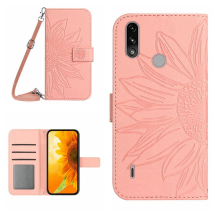 Skin Feel Sun Flower Pattern Flip Leather Phone Case with Lanyard, For Motorola Moto E7 Power/E7i Power, For Motorola Moto E20/E30/E40