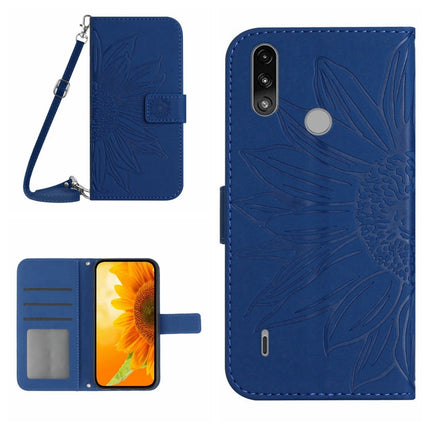 Skin Feel Sun Flower Pattern Flip Leather Phone Case with Lanyard, For Motorola Moto E7 Power/E7i Power, For Motorola Moto E20/E30/E40