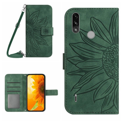 Skin Feel Sun Flower Pattern Flip Leather Phone Case with Lanyard, For Motorola Moto E7 Power/E7i Power, For Motorola Moto E20/E30/E40