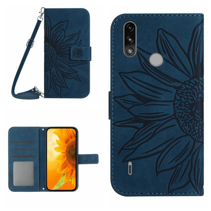 Skin Feel Sun Flower Pattern Flip Leather Phone Case with Lanyard, For Motorola Moto E7 Power/E7i Power, For Motorola Moto E20/E30/E40