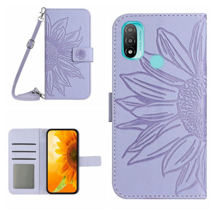 Skin Feel Sun Flower Pattern Flip Leather Phone Case with Lanyard, For Motorola Moto E7 Power/E7i Power, For Motorola Moto E20/E30/E40