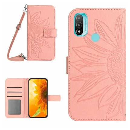 Skin Feel Sun Flower Pattern Flip Leather Phone Case with Lanyard, For Motorola Moto E7 Power/E7i Power, For Motorola Moto E20/E30/E40