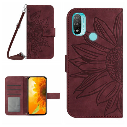 Skin Feel Sun Flower Pattern Flip Leather Phone Case with Lanyard, For Motorola Moto E7 Power/E7i Power, For Motorola Moto E20/E30/E40