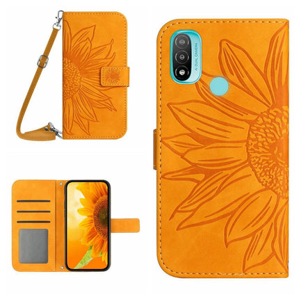 Skin Feel Sun Flower Pattern Flip Leather Phone Case with Lanyard, For Motorola Moto E7 Power/E7i Power, For Motorola Moto E20/E30/E40