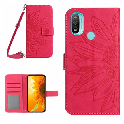 Skin Feel Sun Flower Pattern Flip Leather Phone Case with Lanyard, For Motorola Moto E7 Power/E7i Power, For Motorola Moto E20/E30/E40