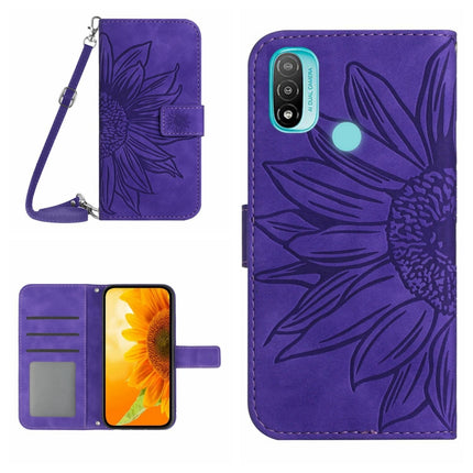 Skin Feel Sun Flower Pattern Flip Leather Phone Case with Lanyard, For Motorola Moto E7 Power/E7i Power, For Motorola Moto E20/E30/E40