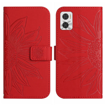 Skin Feel Sun Flower Pattern Flip Leather Phone Case with Lanyard, For Motorola Moto E22 4G/E22i 4G, For Motorola Moto E32/E32S