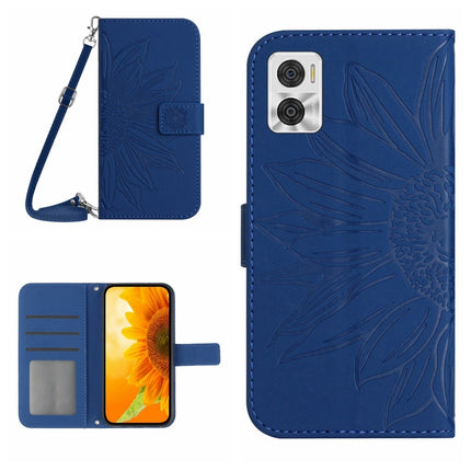 Skin Feel Sun Flower Pattern Flip Leather Phone Case with Lanyard, For Motorola Moto E22 4G/E22i 4G, For Motorola Moto E32/E32S