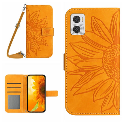 Skin Feel Sun Flower Pattern Flip Leather Phone Case with Lanyard, For Motorola Moto E22 4G/E22i 4G, For Motorola Moto E32/E32S