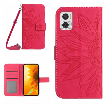 Skin Feel Sun Flower Pattern Flip Leather Phone Case with Lanyard, For Motorola Moto E22 4G/E22i 4G, For Motorola Moto E32/E32S