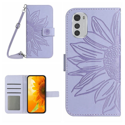Skin Feel Sun Flower Pattern Flip Leather Phone Case with Lanyard, For Motorola Moto E22 4G/E22i 4G, For Motorola Moto E32/E32S