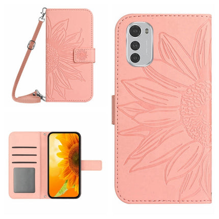Skin Feel Sun Flower Pattern Flip Leather Phone Case with Lanyard, For Motorola Moto E22 4G/E22i 4G, For Motorola Moto E32/E32S