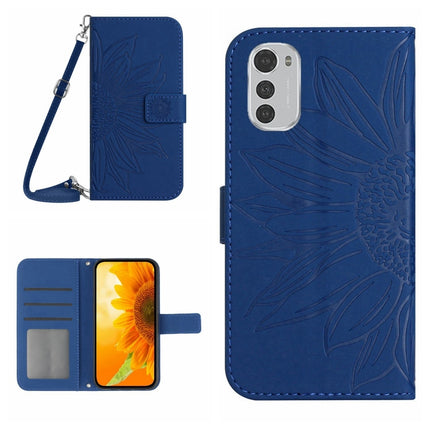 Skin Feel Sun Flower Pattern Flip Leather Phone Case with Lanyard, For Motorola Moto E22 4G/E22i 4G, For Motorola Moto E32/E32S