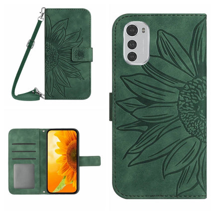 Skin Feel Sun Flower Pattern Flip Leather Phone Case with Lanyard, For Motorola Moto E22 4G/E22i 4G, For Motorola Moto E32/E32S