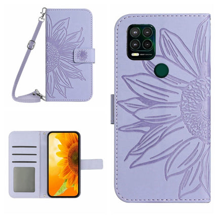 Skin Feel Sun Flower Pattern Flip Leather Phone Case with Lanyard, For Motorola Moto G Pure 2021, For Motorola Moto G Stylus 5G