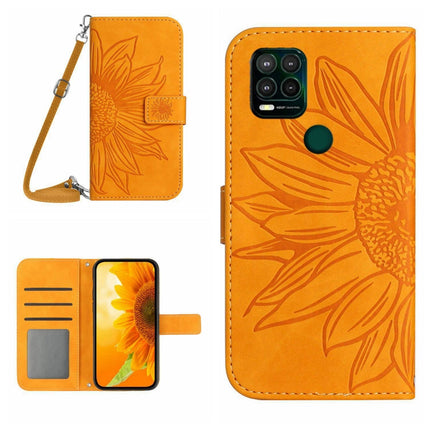 Skin Feel Sun Flower Pattern Flip Leather Phone Case with Lanyard, For Motorola Moto G Pure 2021, For Motorola Moto G Stylus 5G