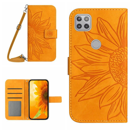 Skin Feel Sun Flower Pattern Flip Leather Phone Case with Lanyard, For Motorola Moto G9 Plus, For Motorola Moto G9 Power