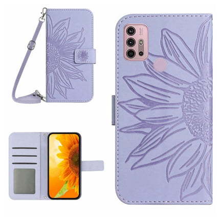 Skin Feel Sun Flower Pattern Flip Leather Phone Case with Lanyard, For Motorola Moto G10/G20/G30, For Motorola Moto G22