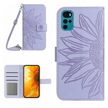 Skin Feel Sun Flower Pattern Flip Leather Phone Case with Lanyard, For Motorola Moto G10/G20/G30, For Motorola Moto G22