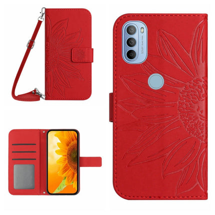 Skin Feel Sun Flower Pattern Flip Leather Phone Case with Lanyard, For Motorola Moto G31/G41, For Motorola Moto G32