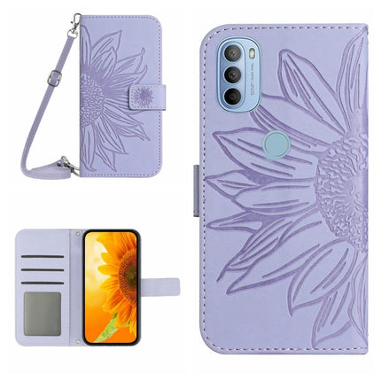 Skin Feel Sun Flower Pattern Flip Leather Phone Case with Lanyard, For Motorola Moto G31/G41, For Motorola Moto G32