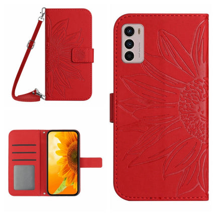Skin Feel Sun Flower Pattern Flip Leather Phone Case with Lanyard, For Motorola Moto G42, For Motorola Moto G50