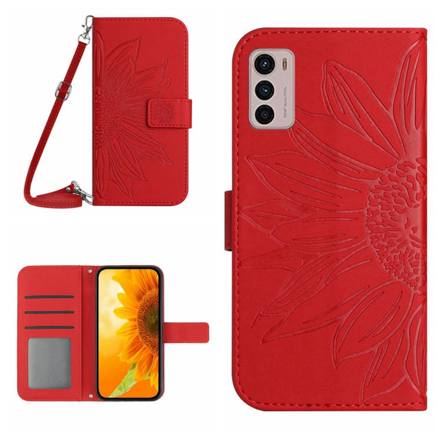 Skin Feel Sun Flower Pattern Flip Leather Phone Case with Lanyard, For Motorola Moto G42, For Motorola Moto G50
