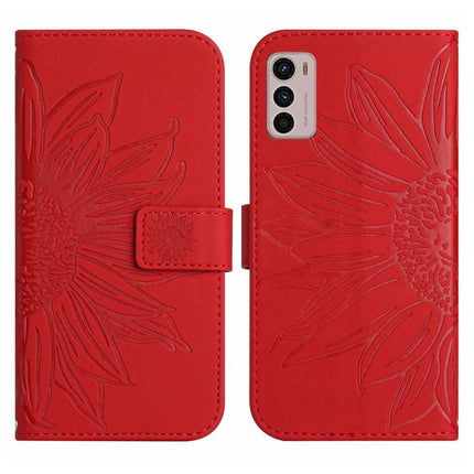 Skin Feel Sun Flower Pattern Flip Leather Phone Case with Lanyard, For Motorola Moto G42, For Motorola Moto G50