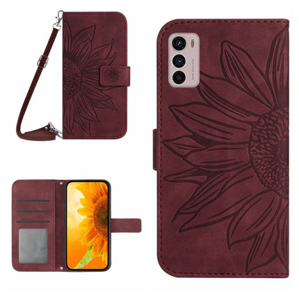 Skin Feel Sun Flower Pattern Flip Leather Phone Case with Lanyard, For Motorola Moto G42, For Motorola Moto G50