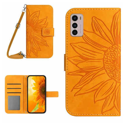 Skin Feel Sun Flower Pattern Flip Leather Phone Case with Lanyard, For Motorola Moto G42, For Motorola Moto G50