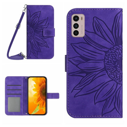 Skin Feel Sun Flower Pattern Flip Leather Phone Case with Lanyard, For Motorola Moto G42, For Motorola Moto G50