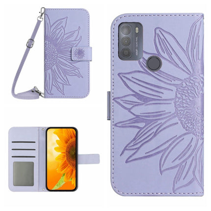 Skin Feel Sun Flower Pattern Flip Leather Phone Case with Lanyard, For Motorola Moto G42, For Motorola Moto G50