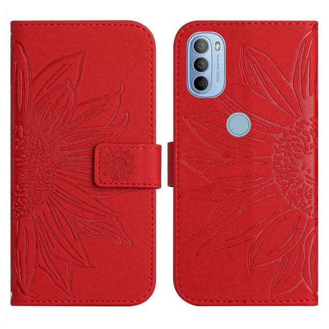 Skin Feel Sun Flower Pattern Flip Leather Phone Case with Lanyard, For Motorola Moto G51 5G, For Motorola Moto G52J