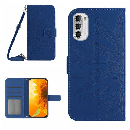 Skin Feel Sun Flower Pattern Flip Leather Phone Case with Lanyard, For Motorola Moto G51 5G, For Motorola Moto G52J