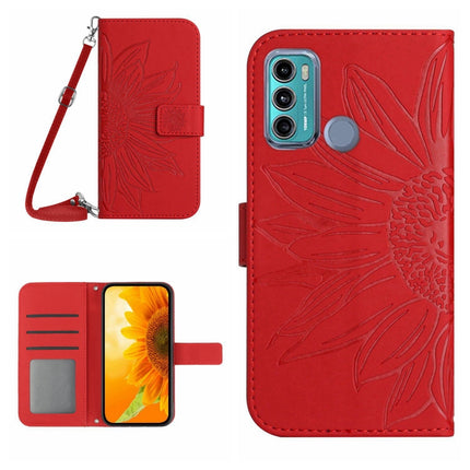 Skin Feel Sun Flower Pattern Flip Leather Phone Case with Lanyard, For Motorola Moto G60, For Motorola Moto G60S